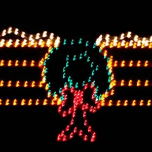 Festive holiday lights with wreath display