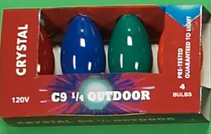 C9 outdoor light bulbs, assorted colors