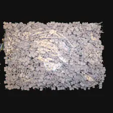 Shredded paper in a clear bag