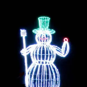Snowman outlined in festive lights