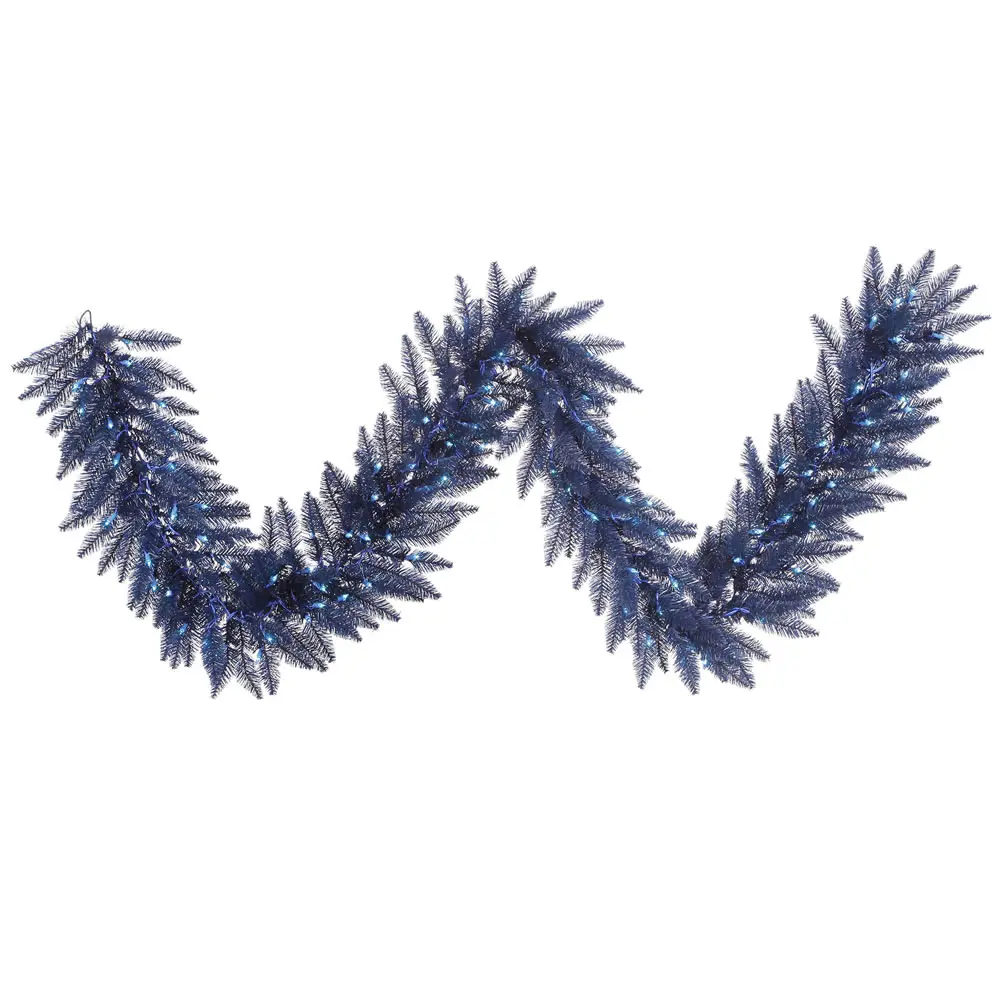 Blue Christmas garland with lights