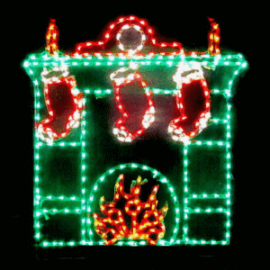 Christmas lights shaped like a fireplace