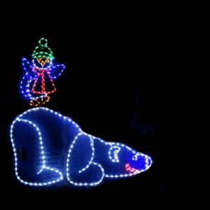 Illuminated polar bear with angel decoration