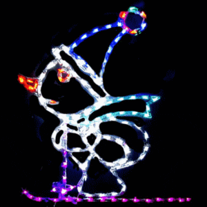 Illuminated penguin in holiday lights