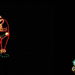 Christmas lights of Santa golfing
