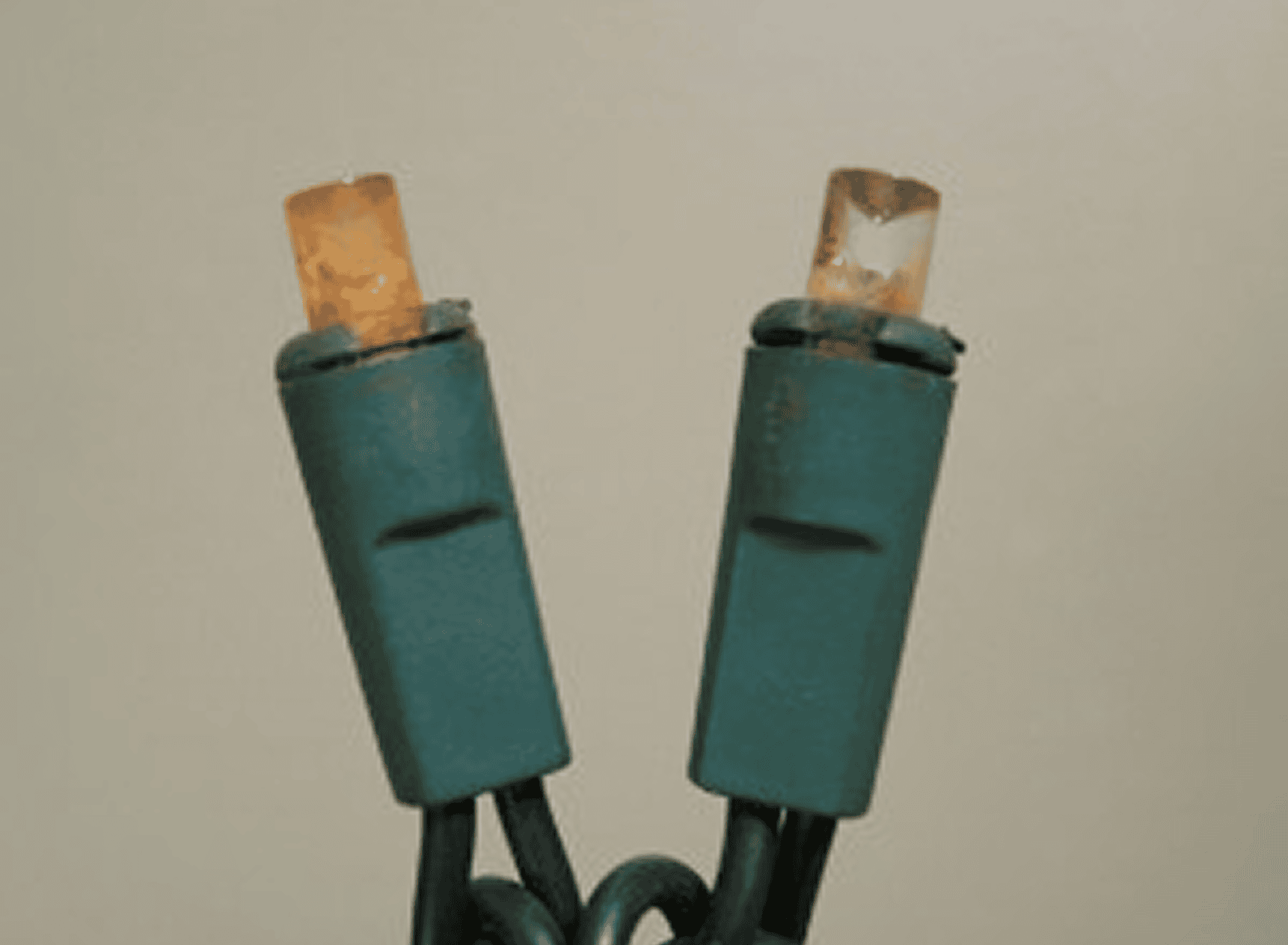 Worn-out electrical cords detail